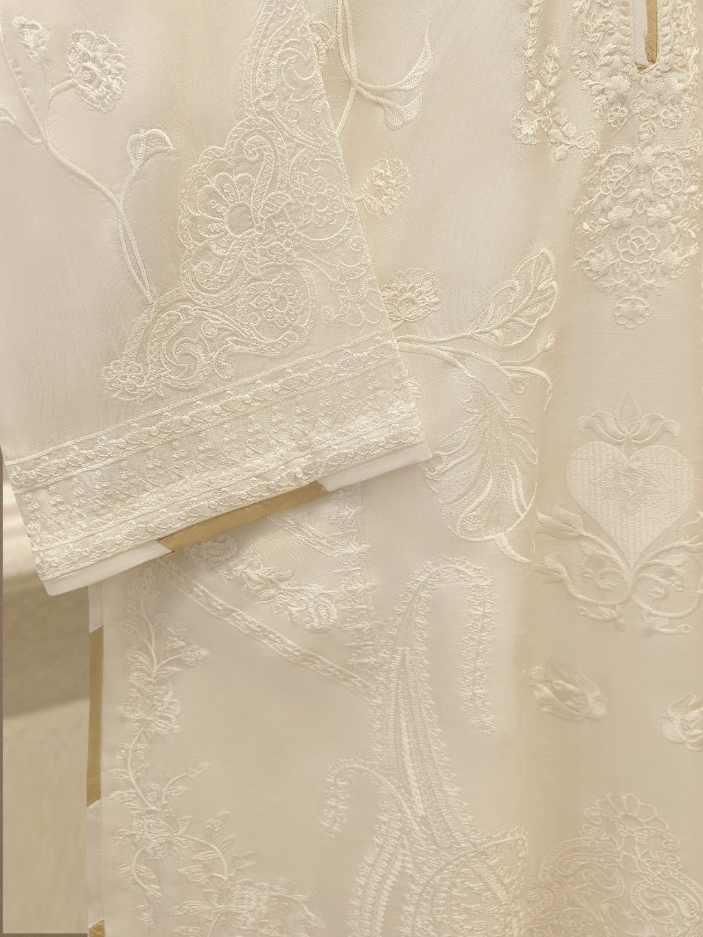3 Piece- Pure Korean Silk Embroidered Suit S115360