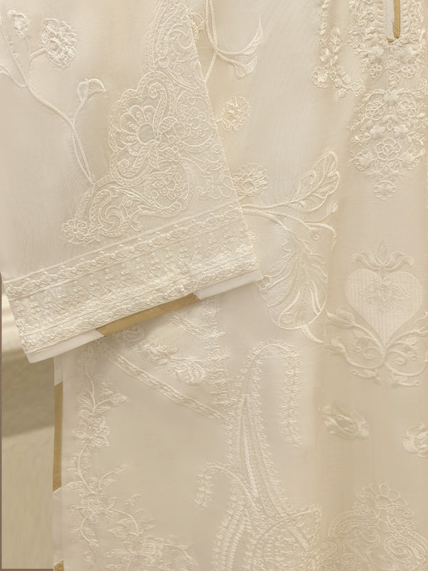 3 Piece- Pure Korean Silk Embroidered Suit S115360