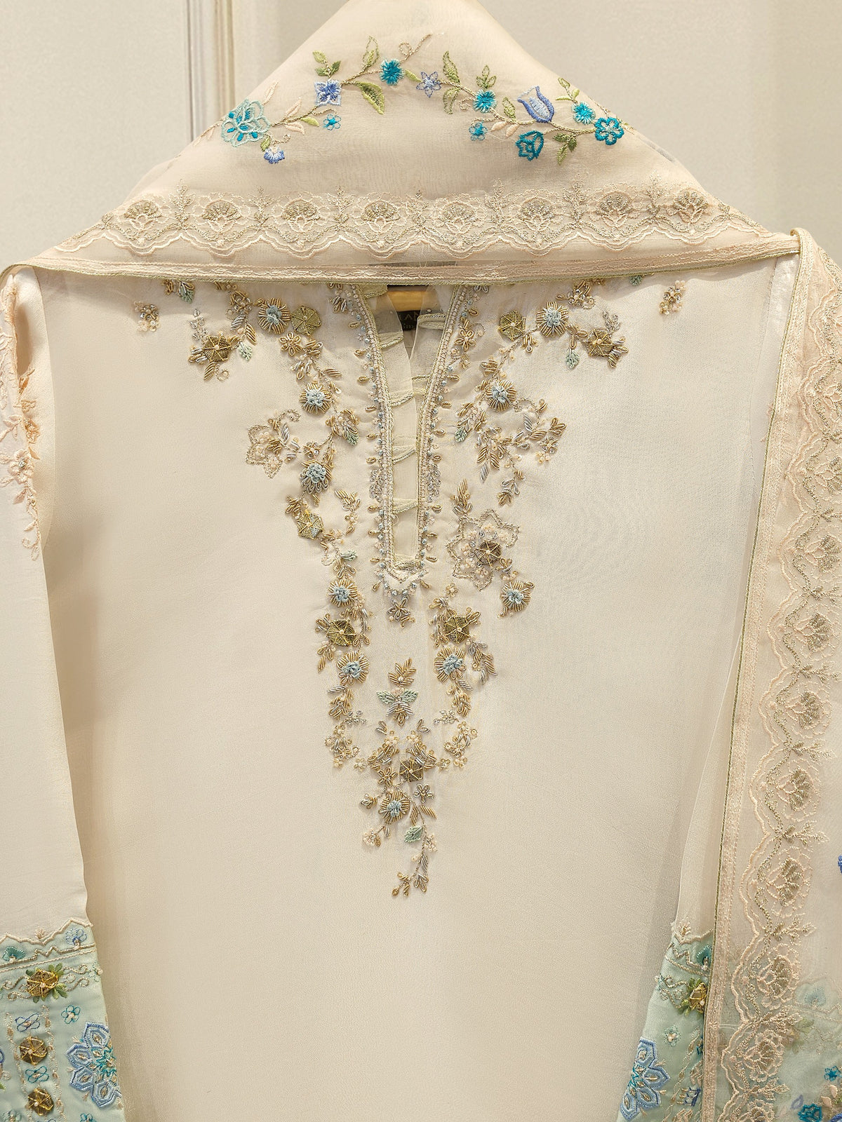 3 Piece- Pure  Sheesha Silk Embroidered Suit S115372
