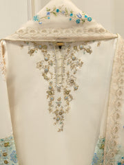 3 Piece- Pure  Sheesha Silk Embroidered Suit S115372