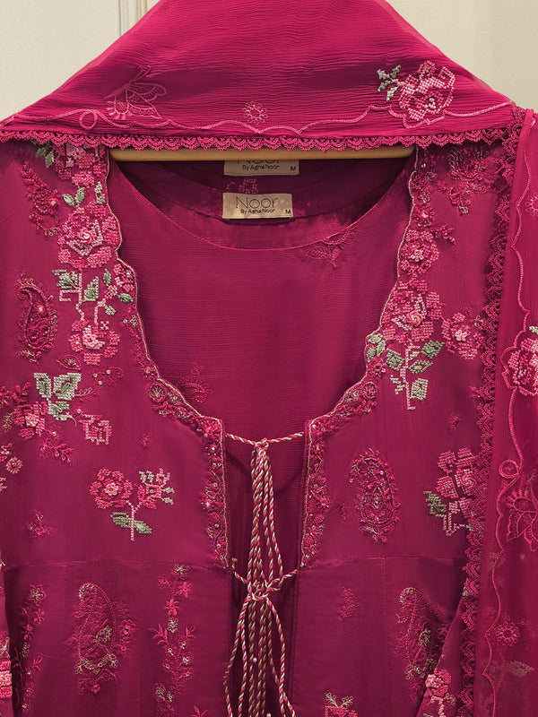 3 Piece - Embroidered Kora Silk Suit WS00412