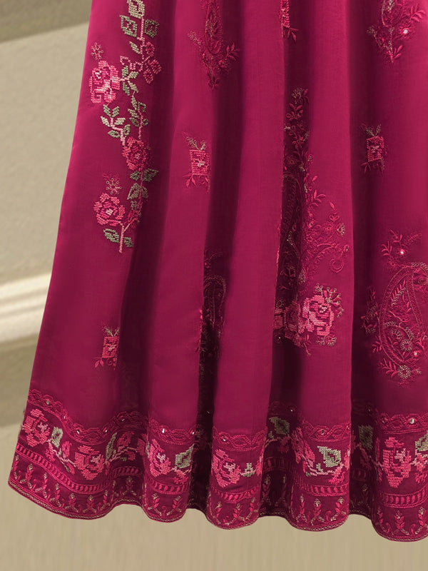 3 Piece - Embroidered Kora Silk Suit WS00412