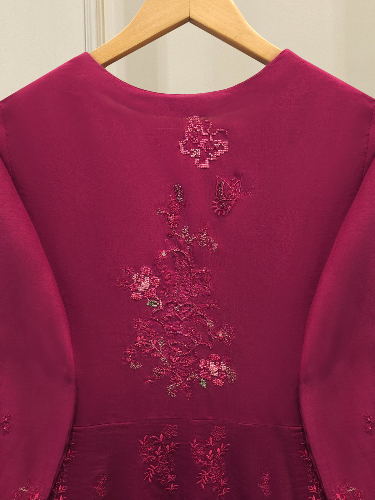 3 Piece - Embroidered Kora Silk Suit WS00412