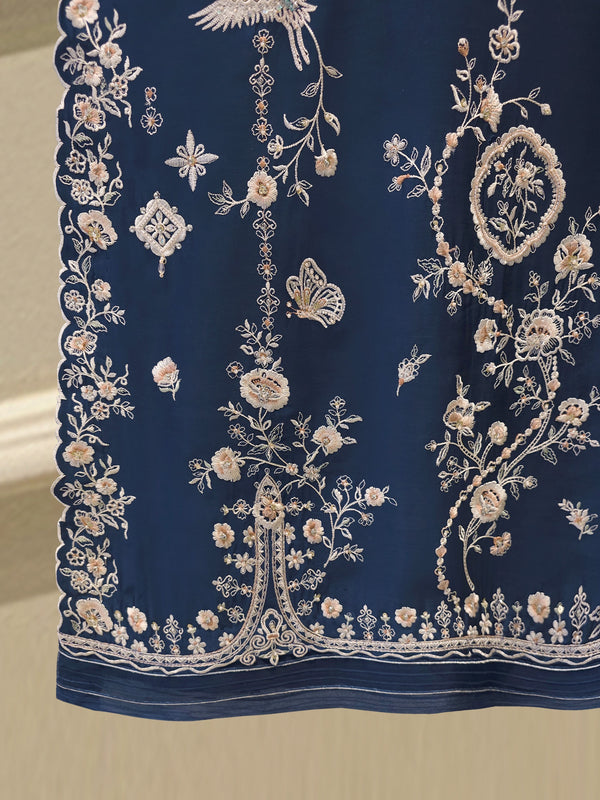 3 Piece- Pure  Sheesha Silk Embroidered Suit S115399