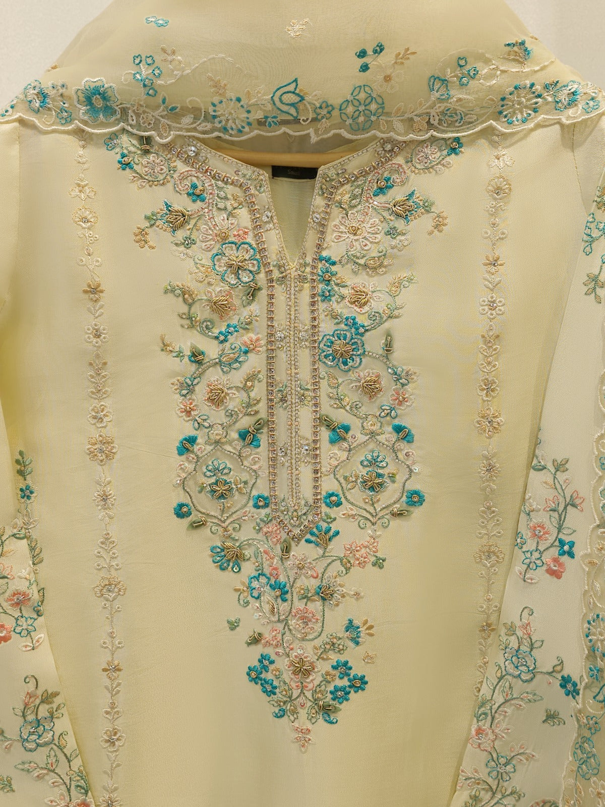 3 Piece- Pure  Sheesha Silk Embroidered Suit S115406 Secondary image