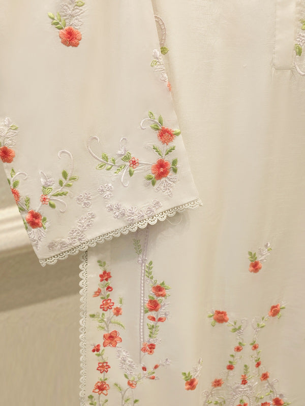 2 Piece- Pure  Korean Silk Embroidered Suit S115413
