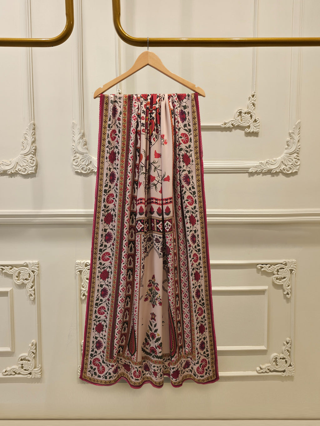3 Piece- Pure Korean Silk Embroidered Suit S115414