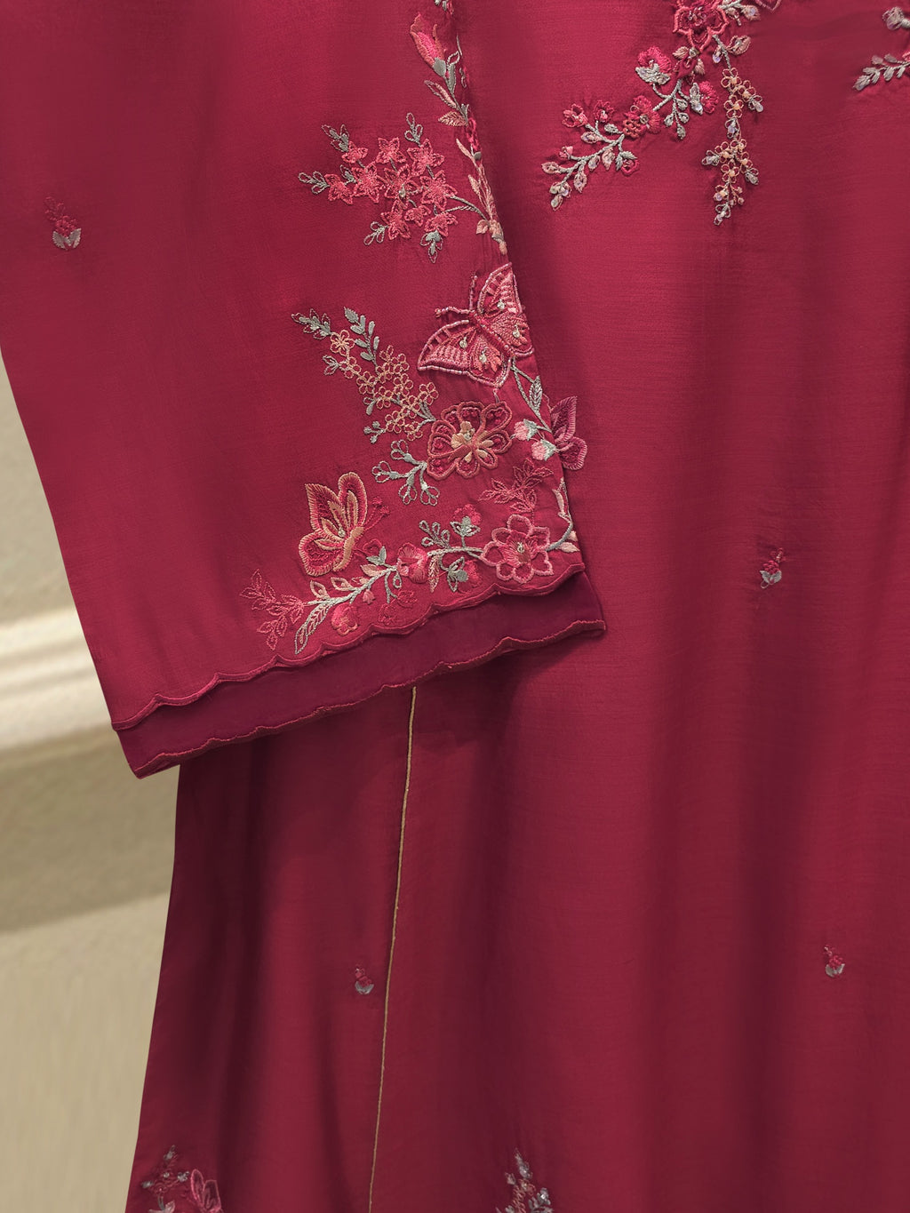 3 Piece - Embroidered Kora Silk Suit WS00414