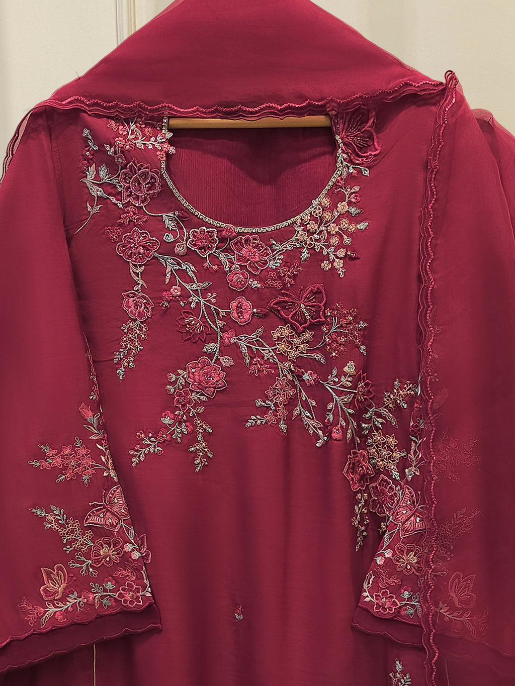 3 Piece - Embroidered Kora Silk Suit WS00414