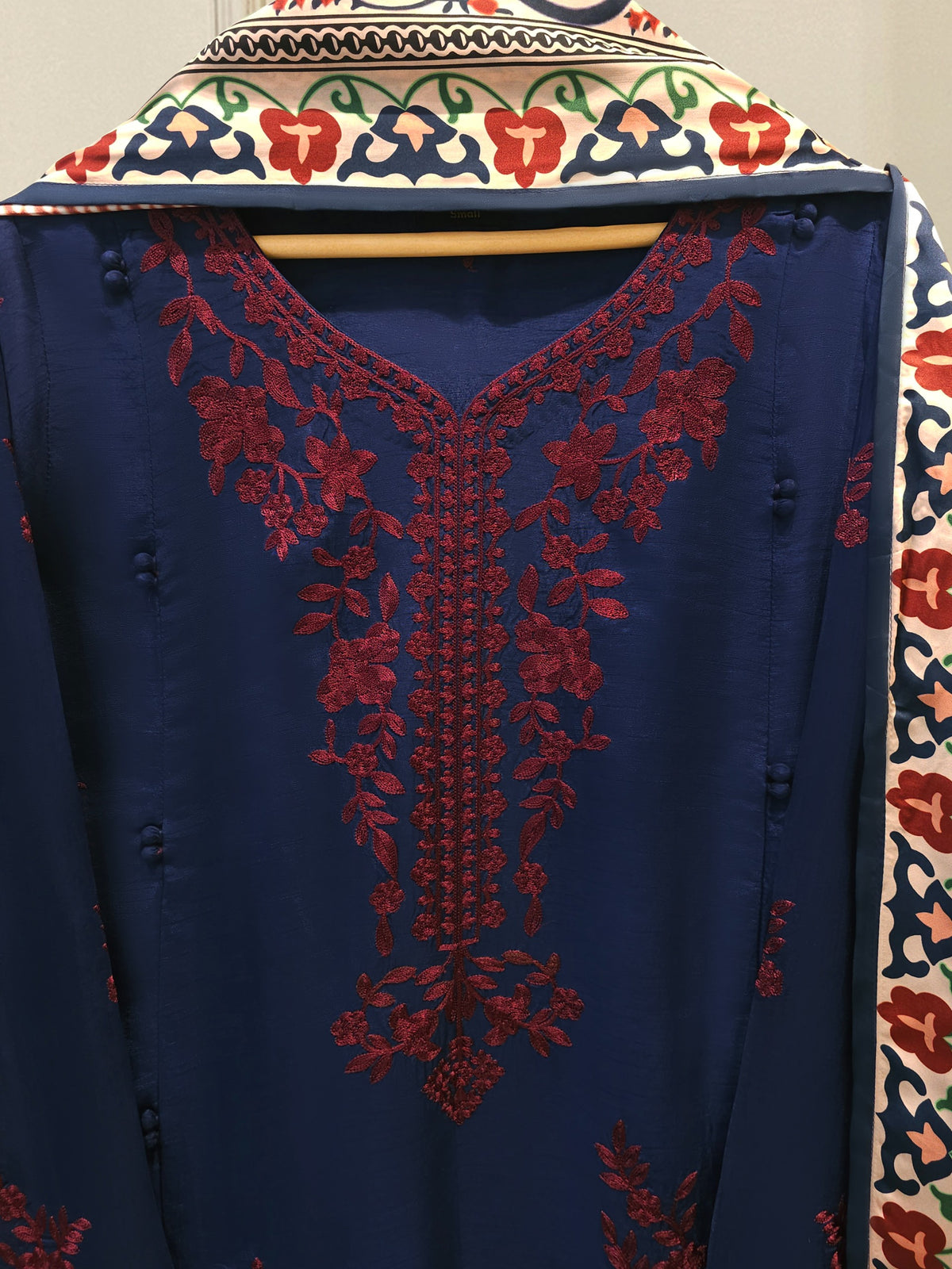 3 Piece- Pure Korean Silk Embroidered Suit S115426