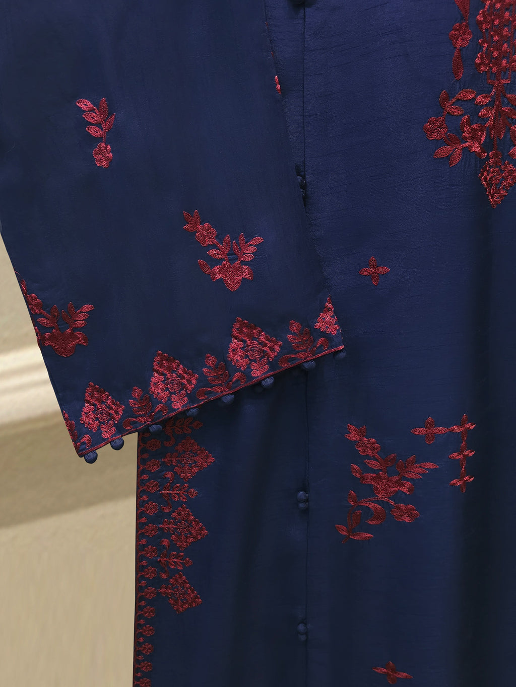 3 Piece- Pure Korean Silk Embroidered Suit S115426