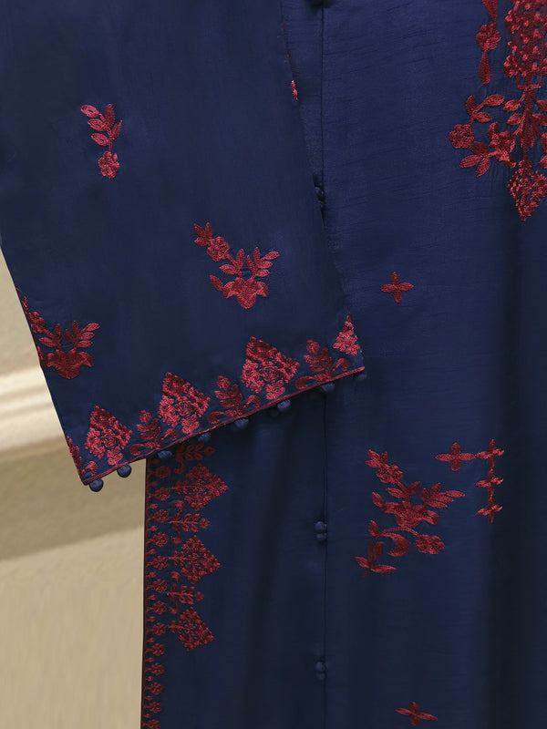 3 Piece- Pure Korean Silk Embroidered Suit S115426