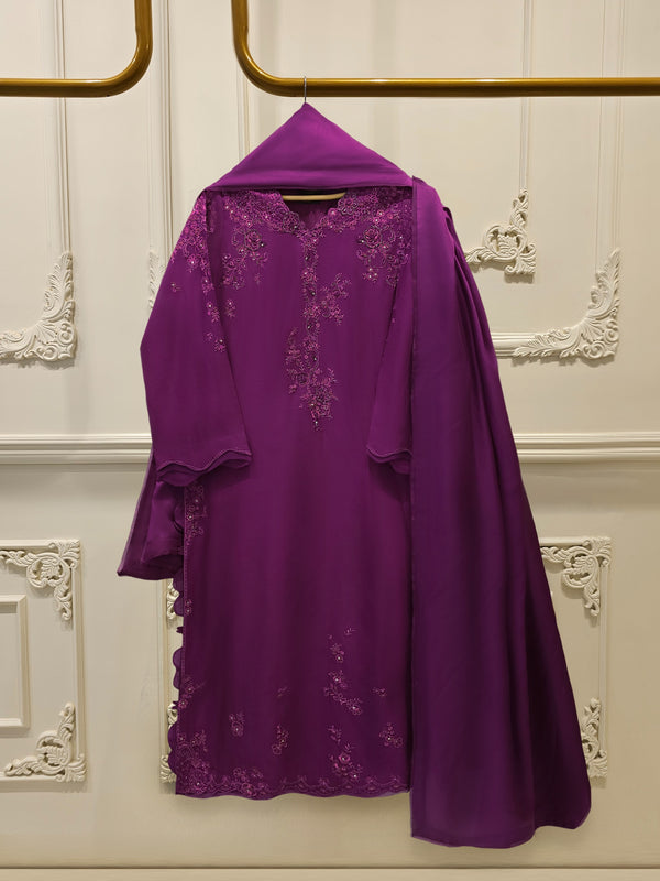 3 Piece - Pure Khaddi Silk Embroidered  Suit S115522