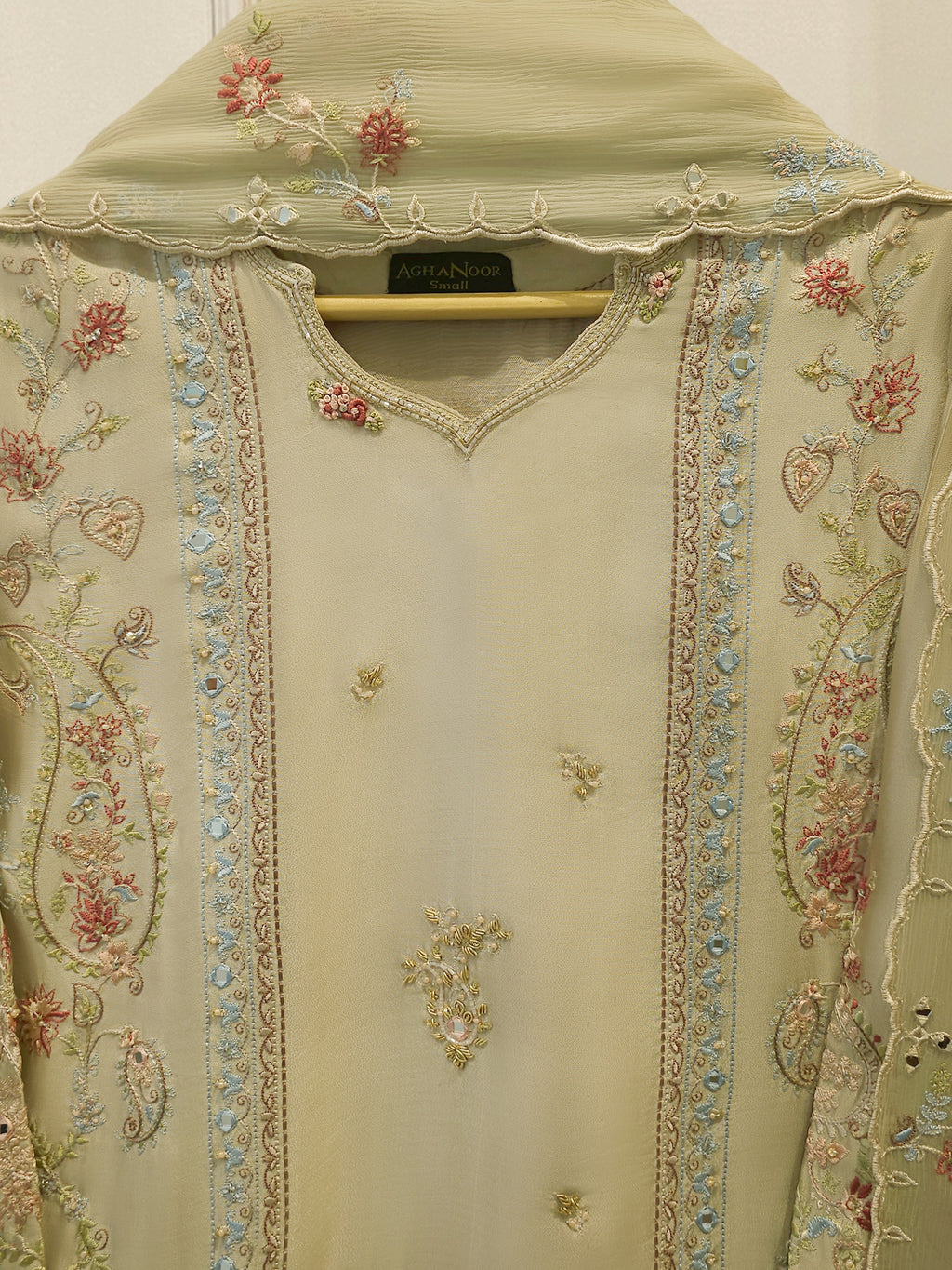 3 Piece- Pure  Sheesha Silk Embroidered Suit S115416