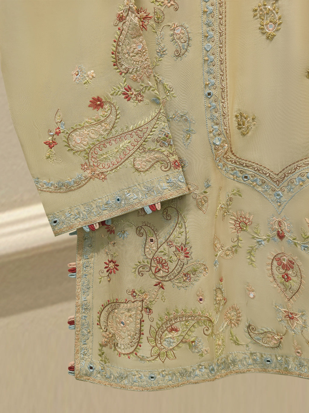 3 Piece- Pure  Sheesha Silk Embroidered Suit S115416