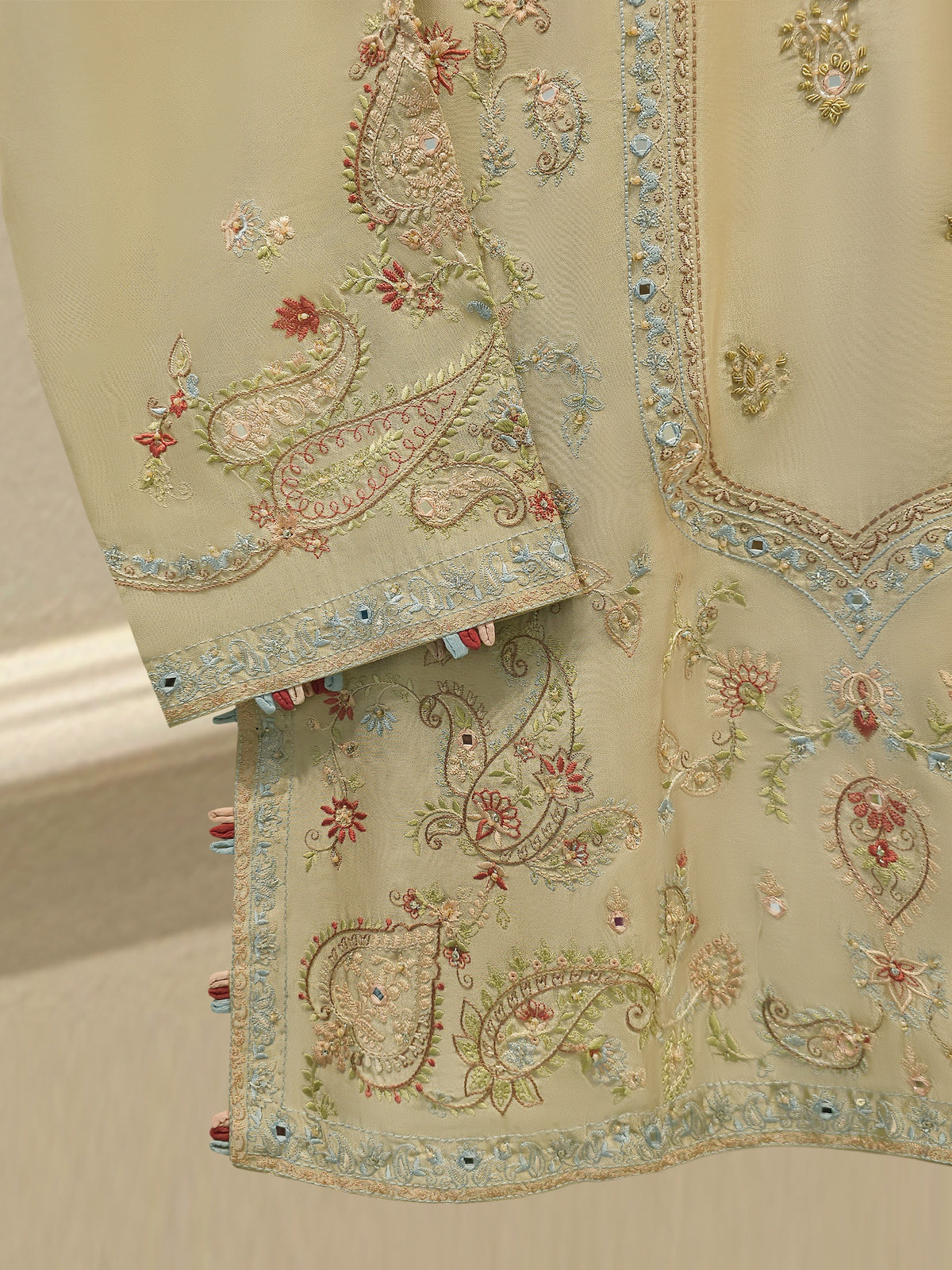 3 Piece- Pure  Sheesha Silk Embroidered Suit S115416