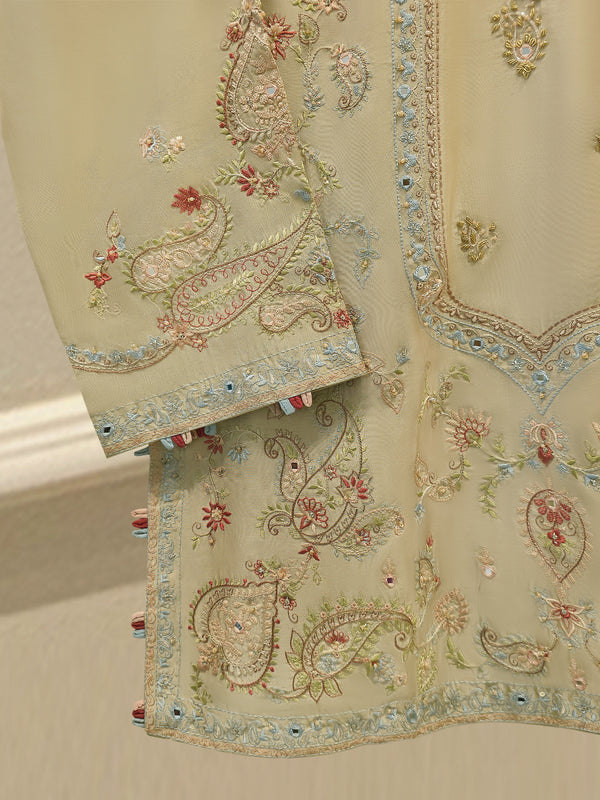 3 Piece- Pure  Sheesha Silk Embroidered Suit S115416