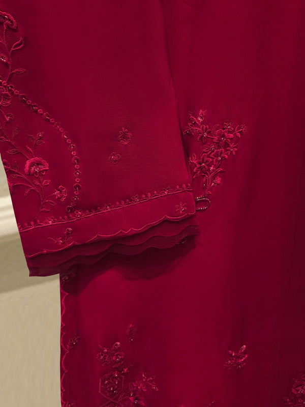 2 Piece- Pure Sheesha Silk Embroidered Suit S115527