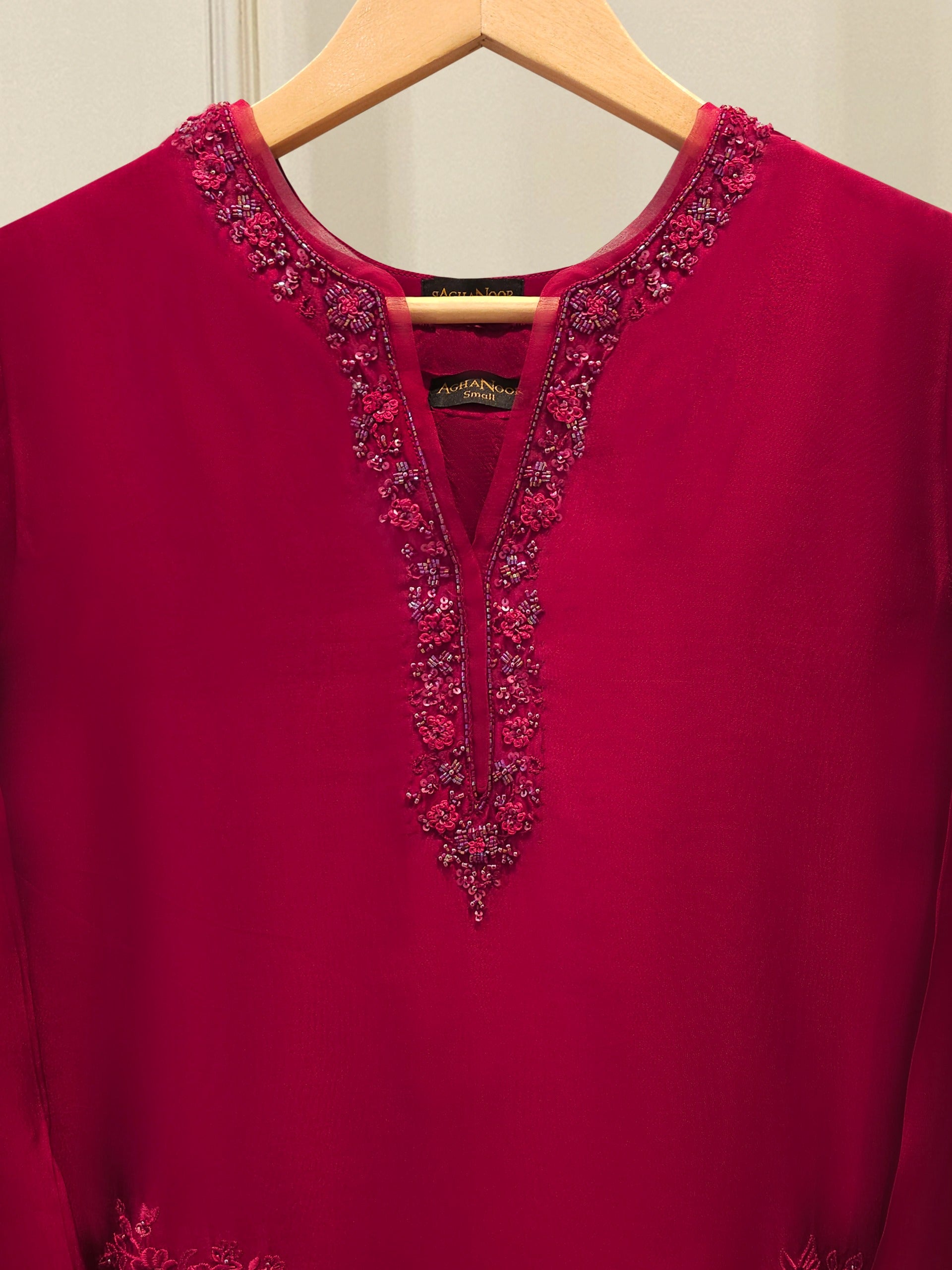 2 Piece- Pure Sheesha Silk Embroidered Suit S115527 Secondary image