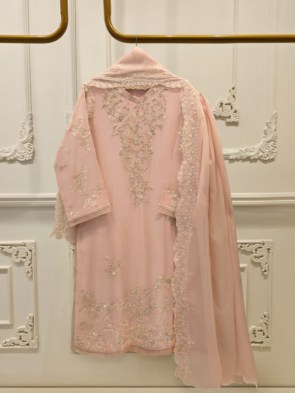 3 Piece - Pure Embroidered Chiffon Suit S115541