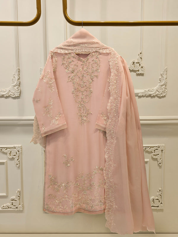 3 Piece - Pure Embroidered Chiffon Suit S115541