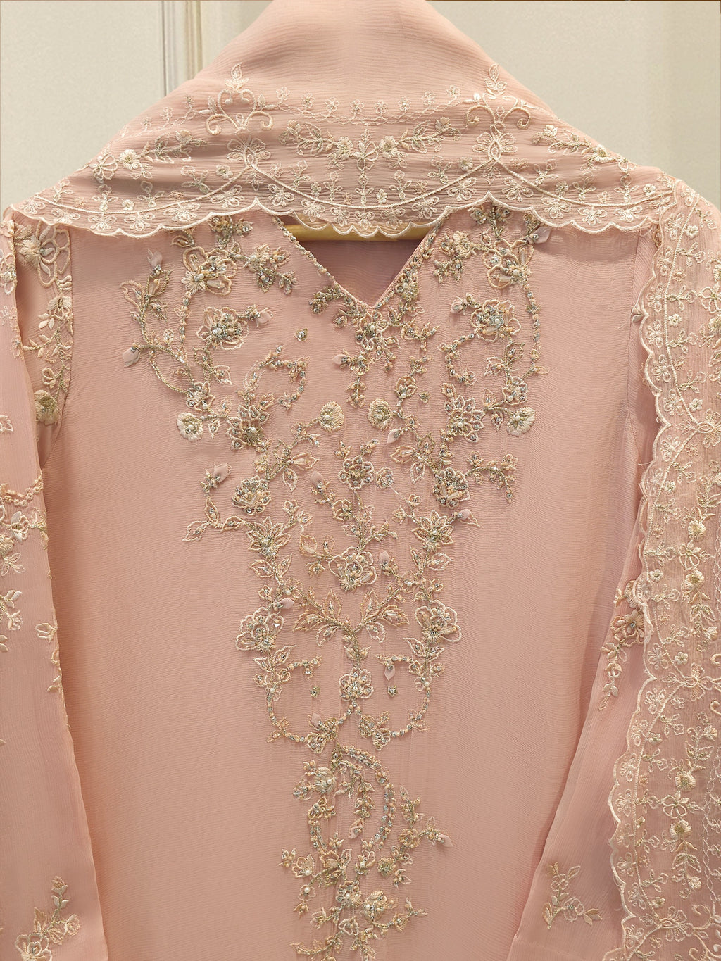 3 Piece - Pure Embroidered Chiffon Suit S115541