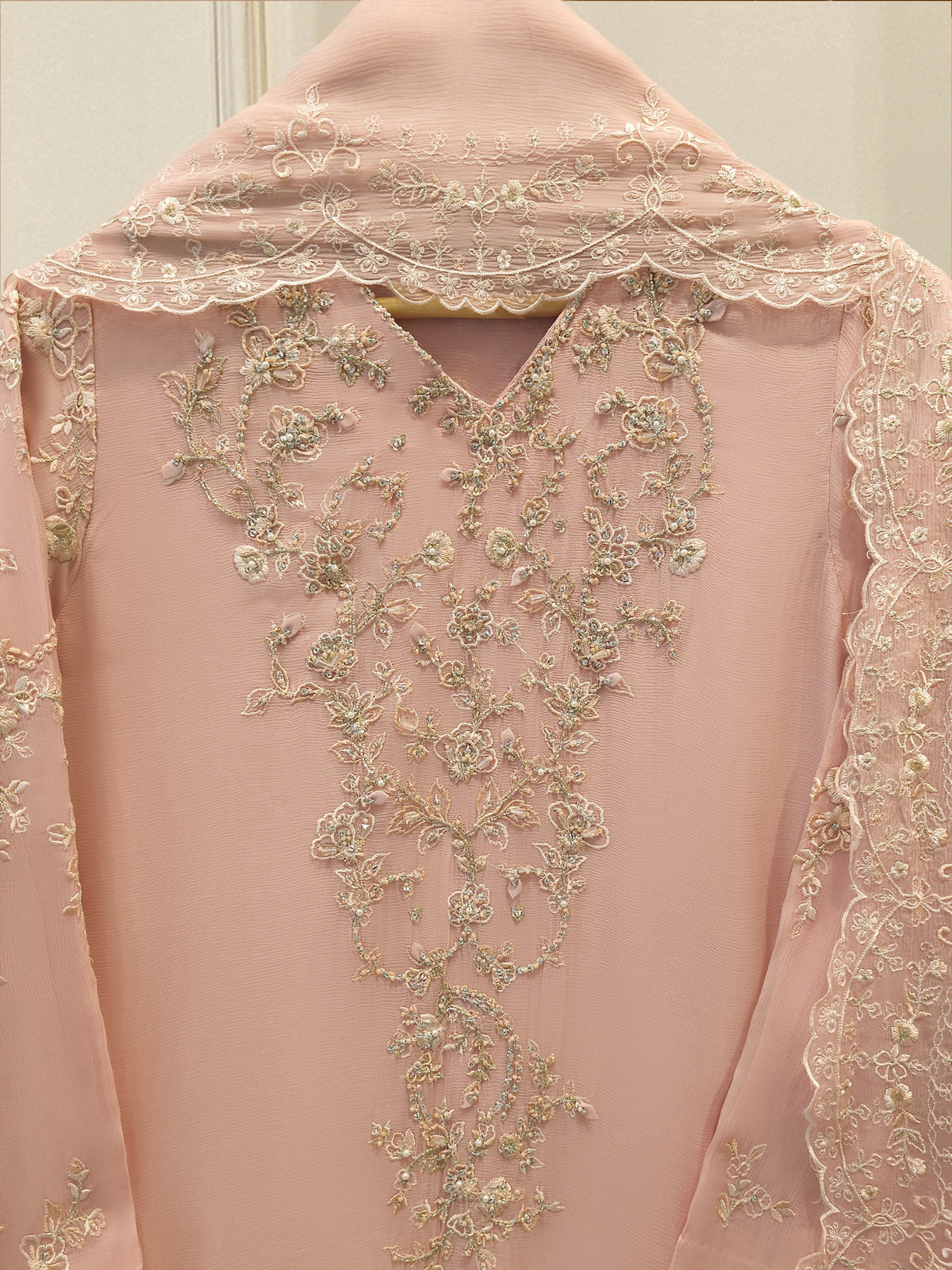 3 Piece - Pure Embroidered Chiffon Suit S115541