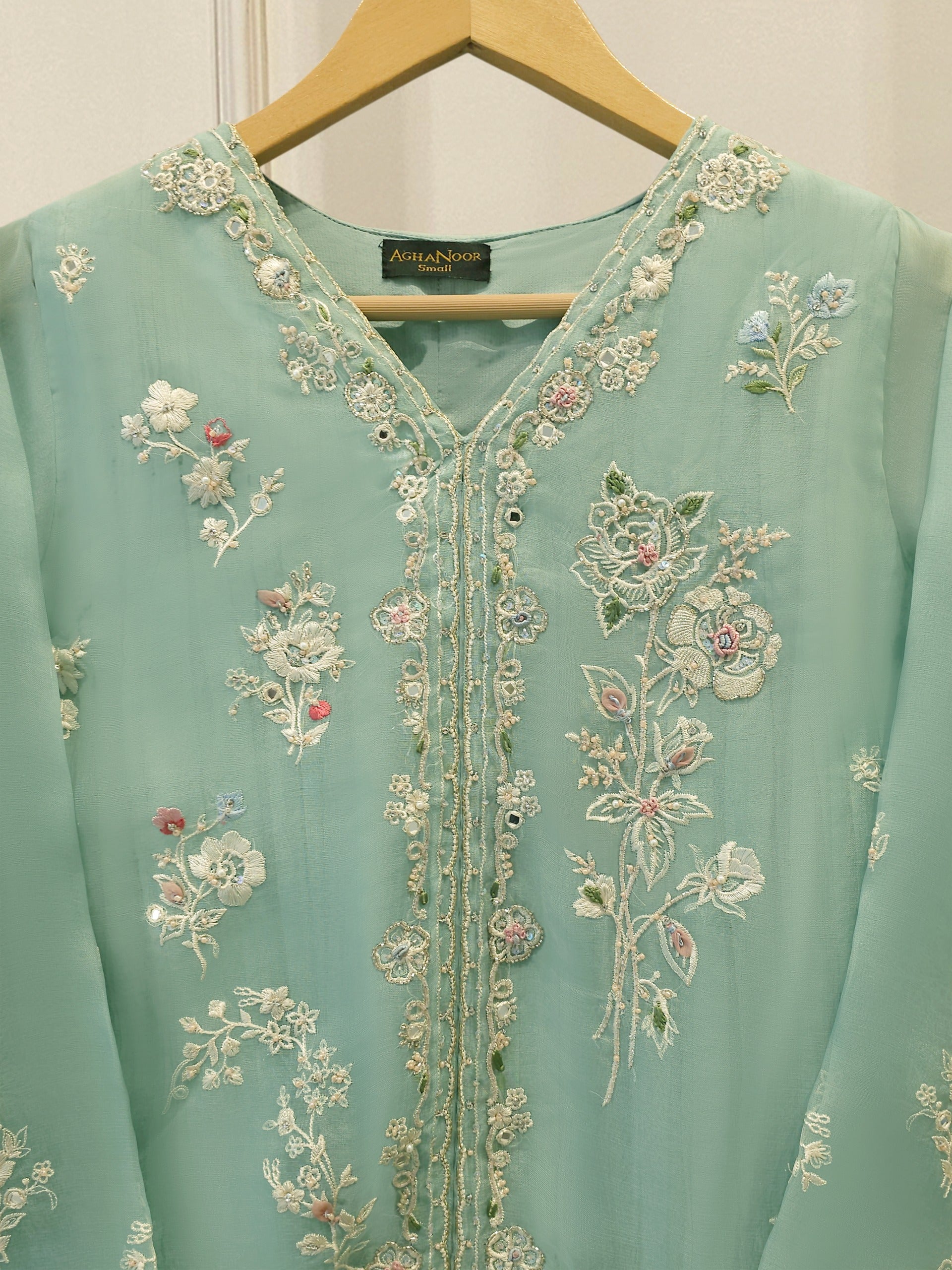 2 Piece - Pure Organza Embroidered Suit S115521 Secondary image