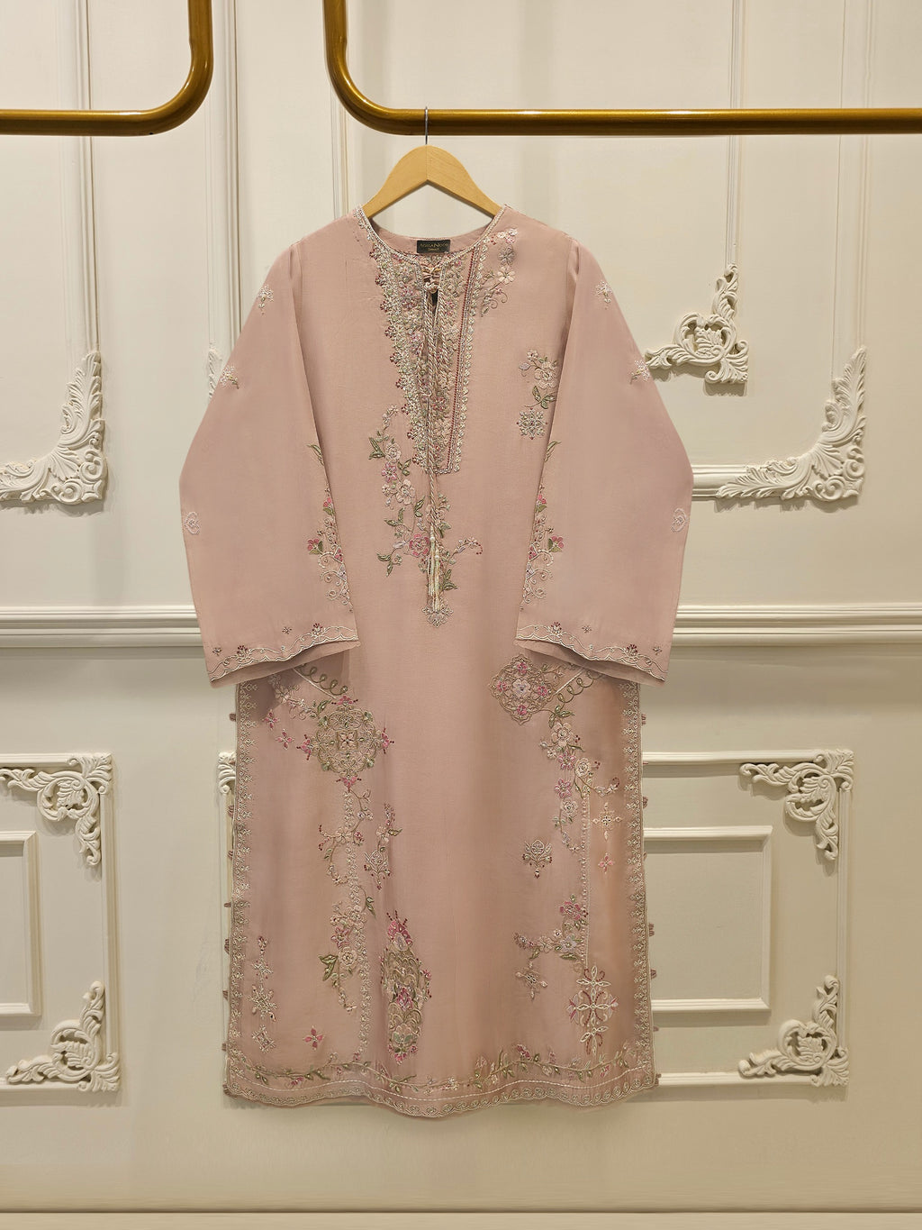 Pure Embroidered Sheesha Silk Shirt S115548
