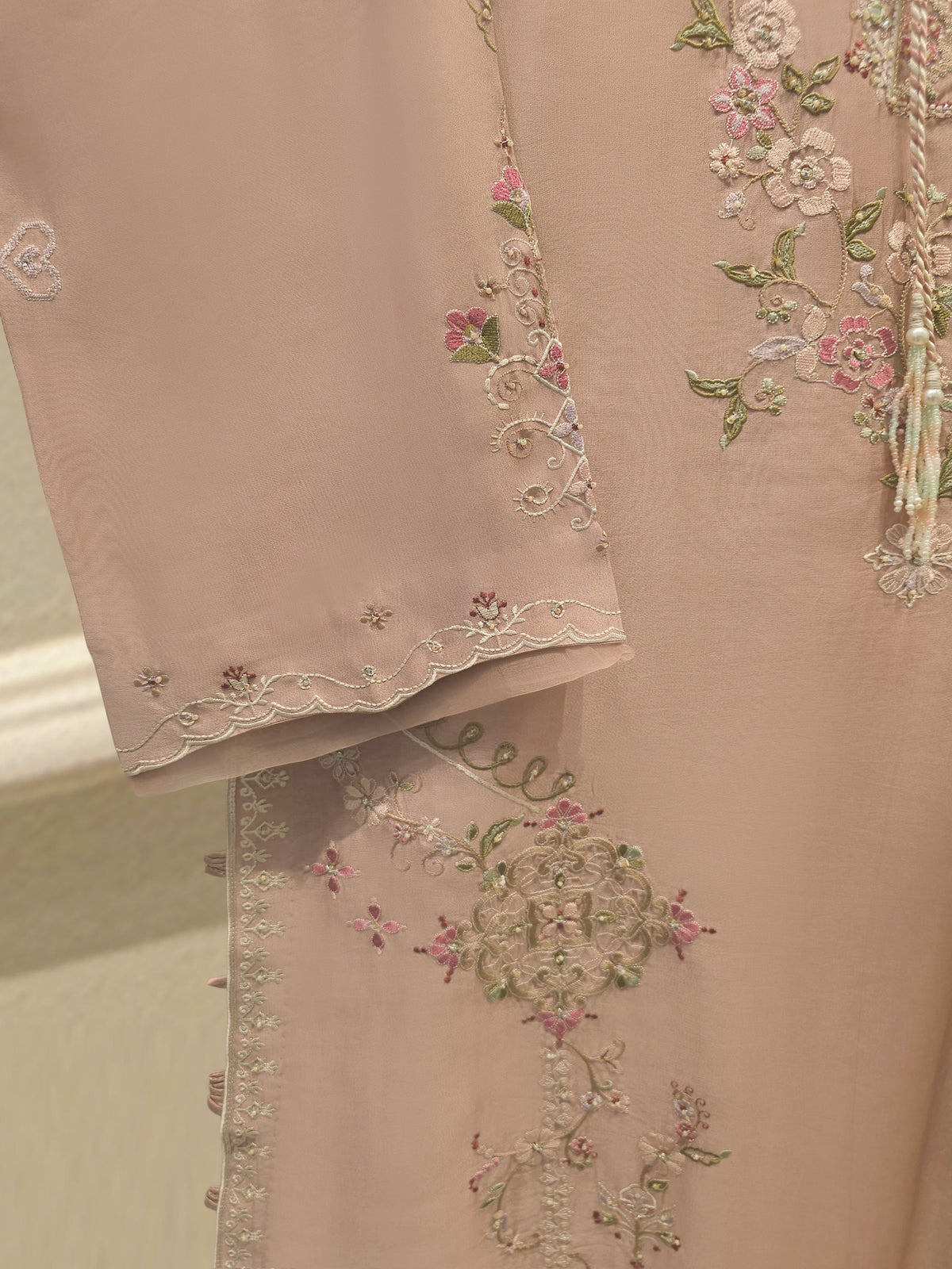 Pure Embroidered Sheesha Silk Shirt S115548