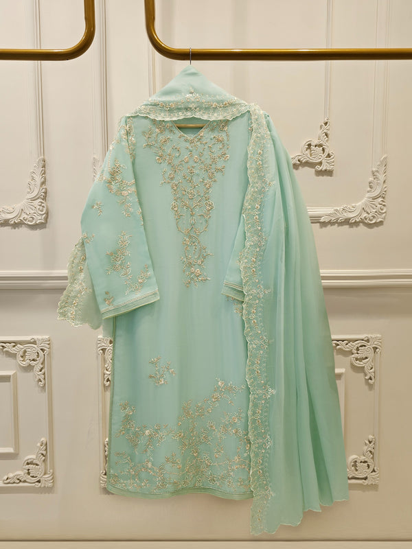 3 Piece - Pure Embroidered Chiffon Suit S115562