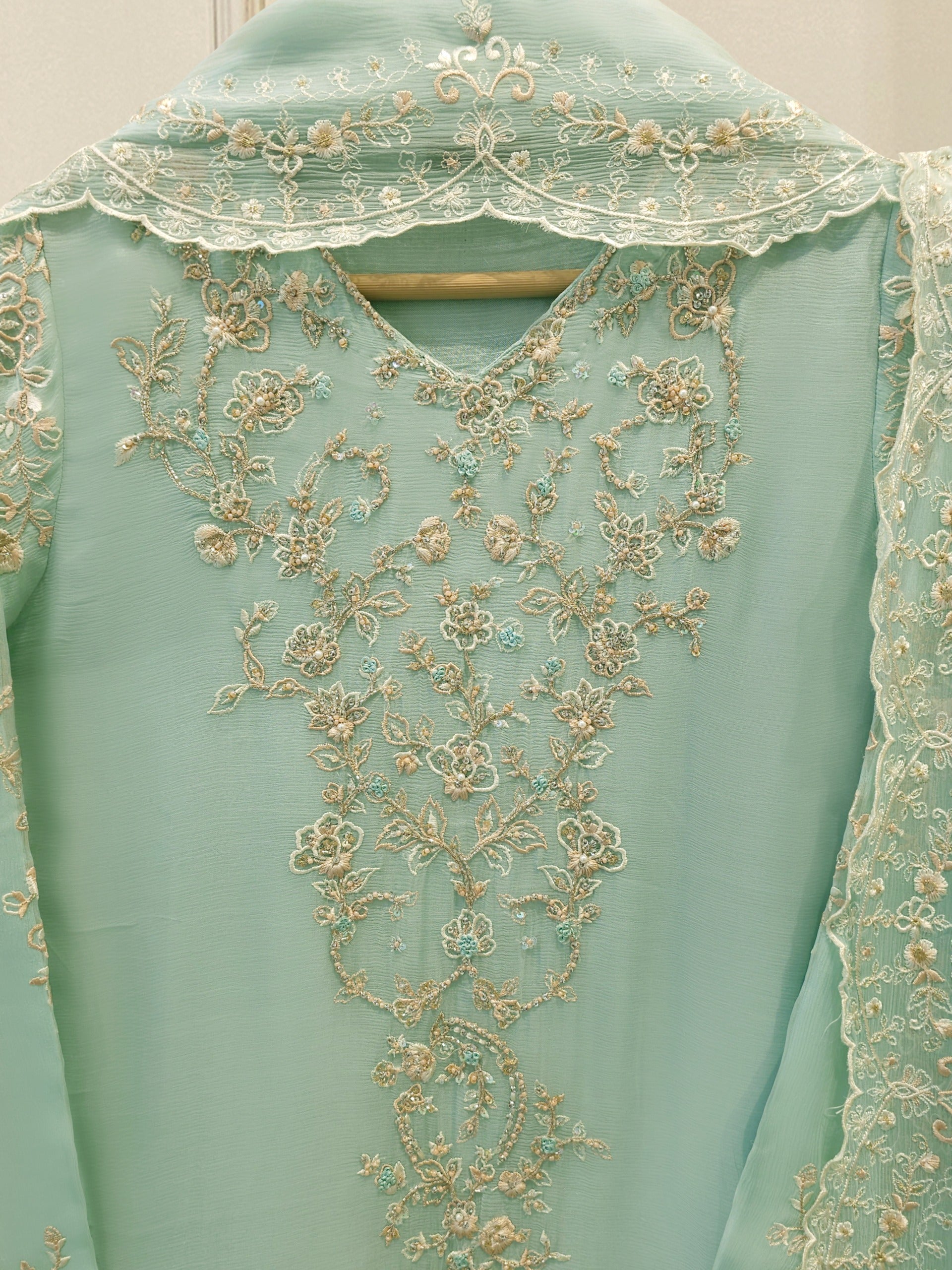 3 Piece - Pure Embroidered Chiffon Suit S115562 Secondary image