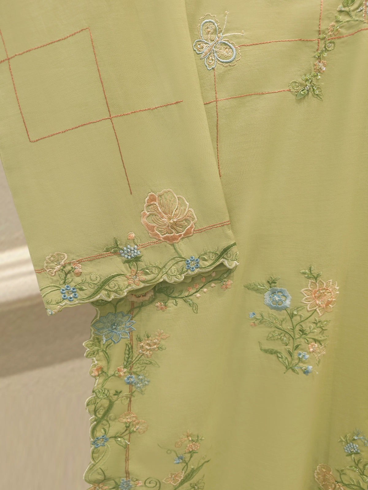 2 Piece - Embroidered Kora Silk Suit S115559