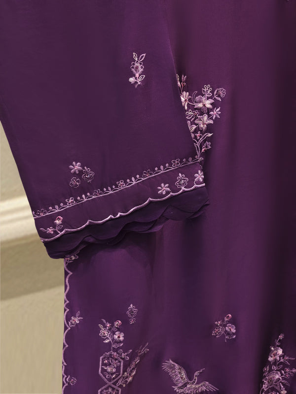 2 Piece- Pure Sheesha Silk Embroidered Suit S115575
