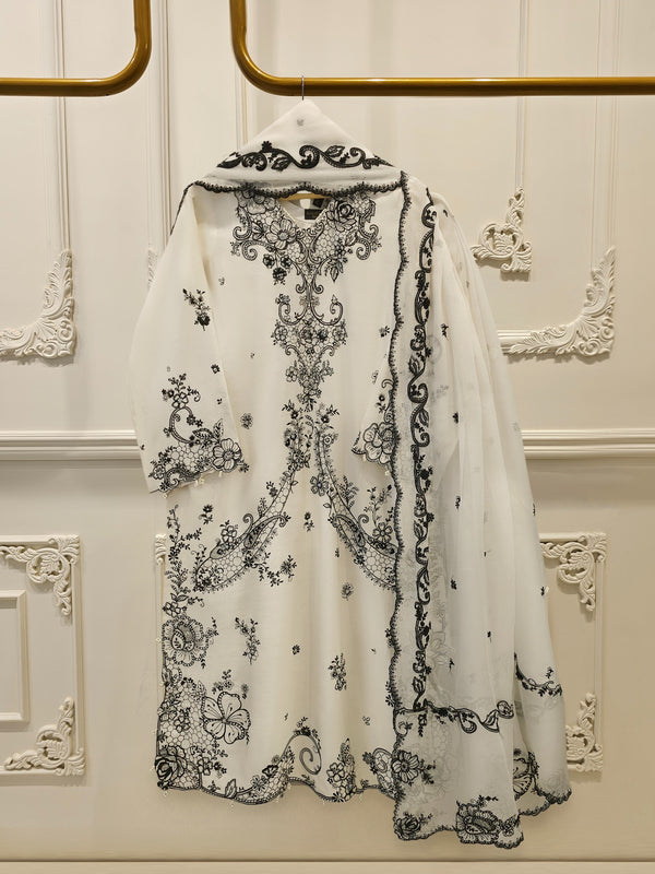 3 Piece - Pure Khaddi Silk Embroidered  Suit S115569