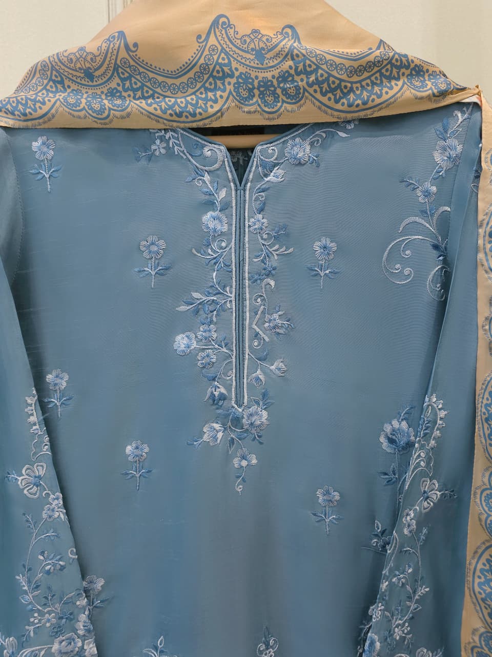 3 Piece- Pure Korean Silk Embroidered Suit S115649