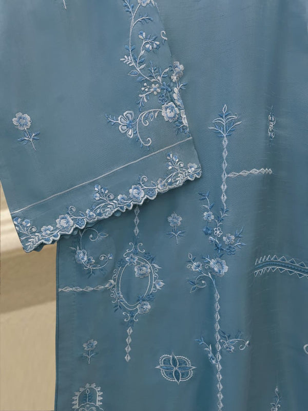 3 Piece- Pure Korean Silk Embroidered Suit S115649