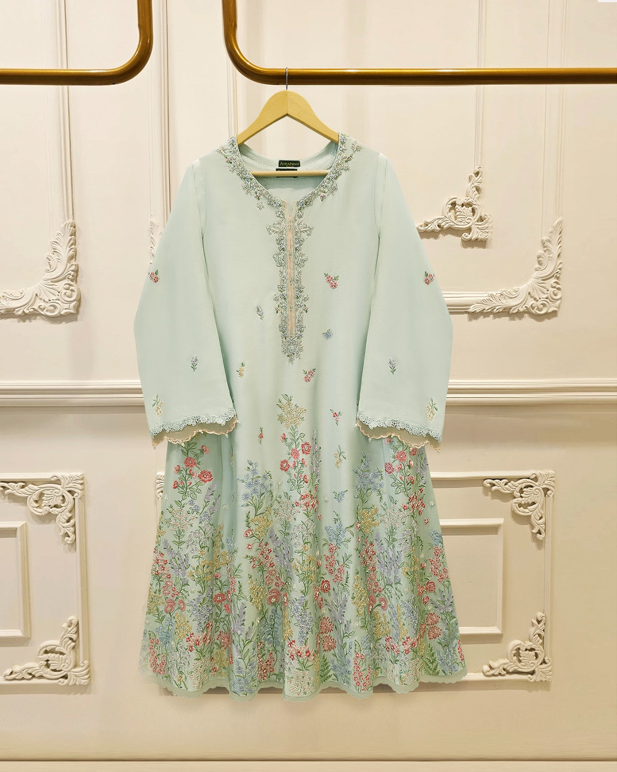 2 Piece- Pure  Sheesha Silk Embroidered Suit S115758 Main image