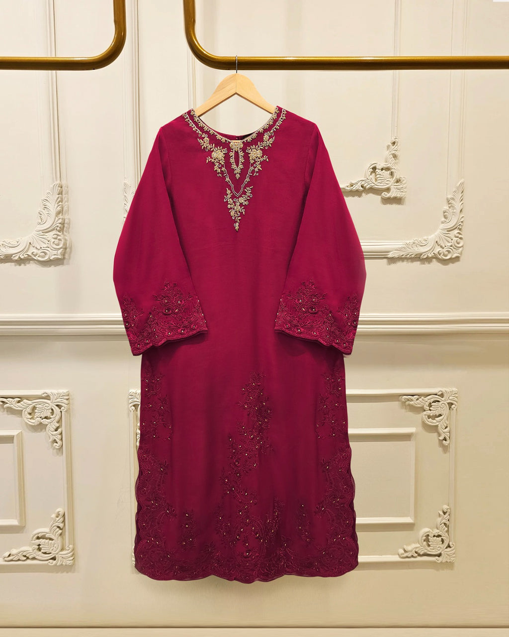Pure Khaddi Silk Embroidered Shirt S115764