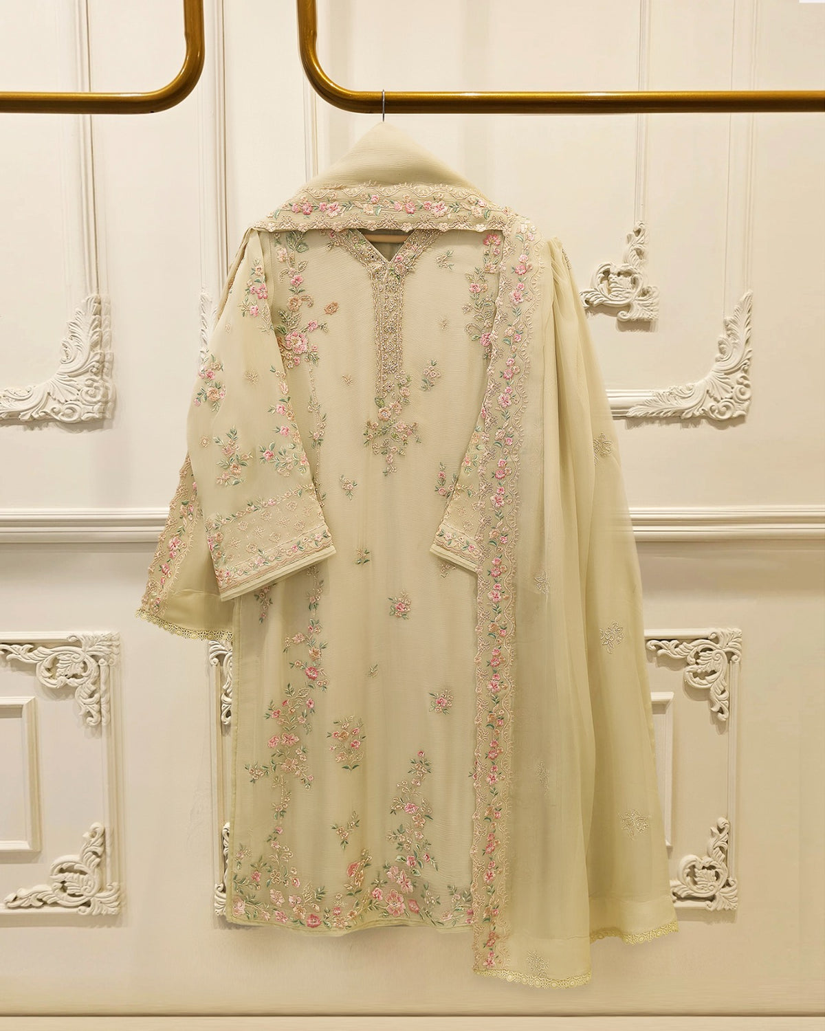 3 Piece - Pure Embroidered Chiffon Suit S115760 Main image