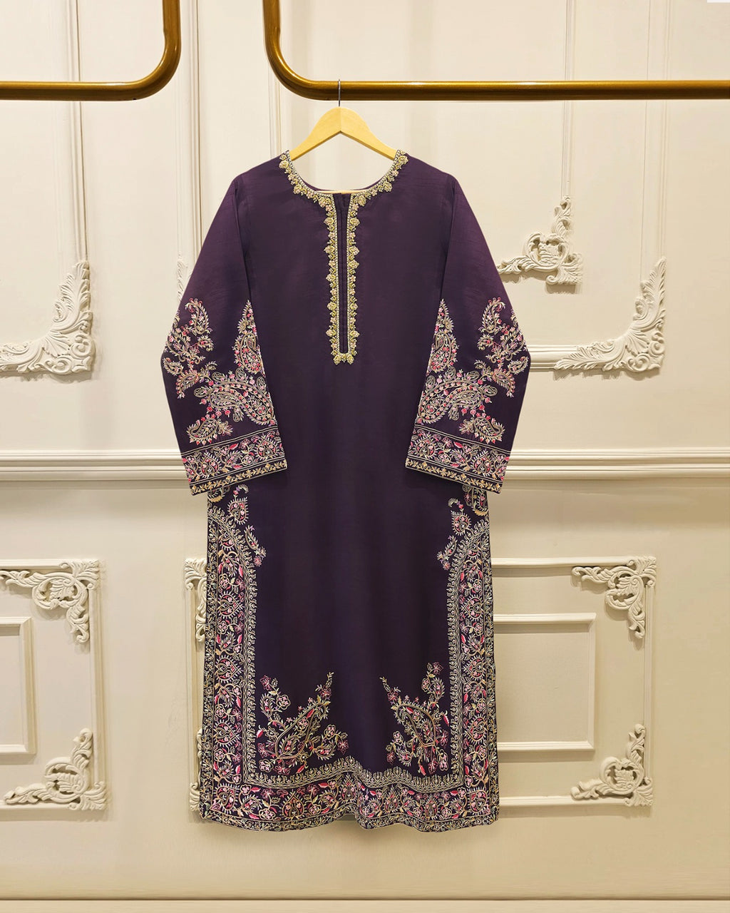 2 Piece- Pure  Sheesha Silk Embroidered Suit S115765