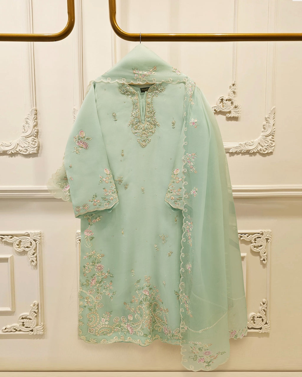 3 Piece- Pure  Sheesha Silk Embroidered Suit S115767