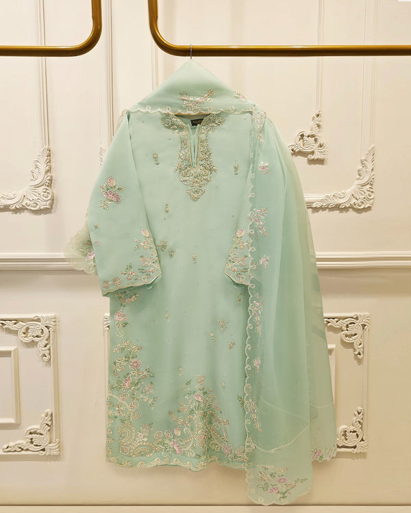 3 Piece- Pure  Sheesha Silk Embroidered Suit S115767