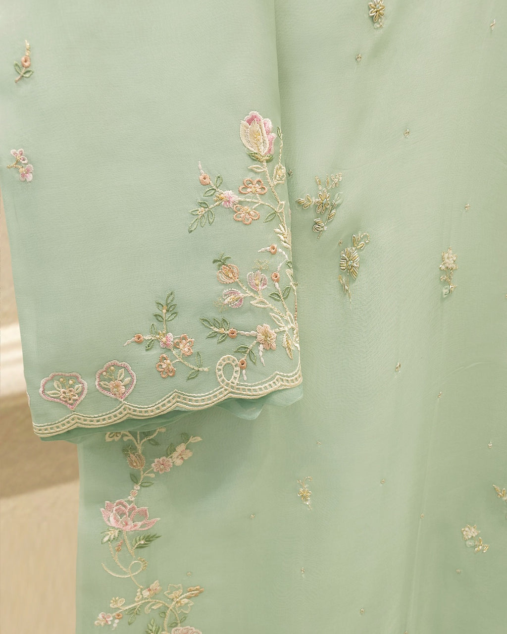 3 Piece- Pure  Sheesha Silk Embroidered Suit S115767