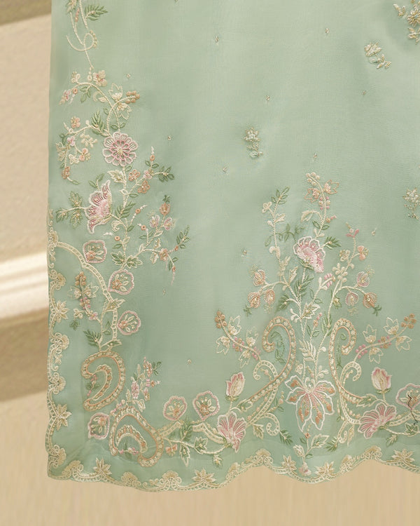 3 Piece- Pure  Sheesha Silk Embroidered Suit S115767