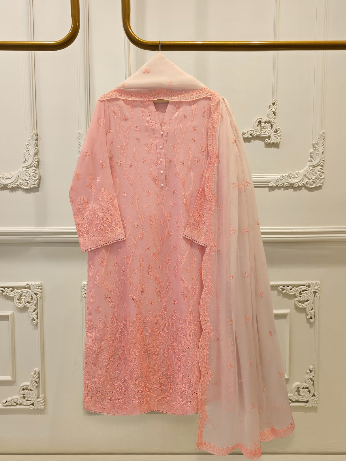 3 Piece - Pure Embroidered Cotton Net Suit S114041 Main image