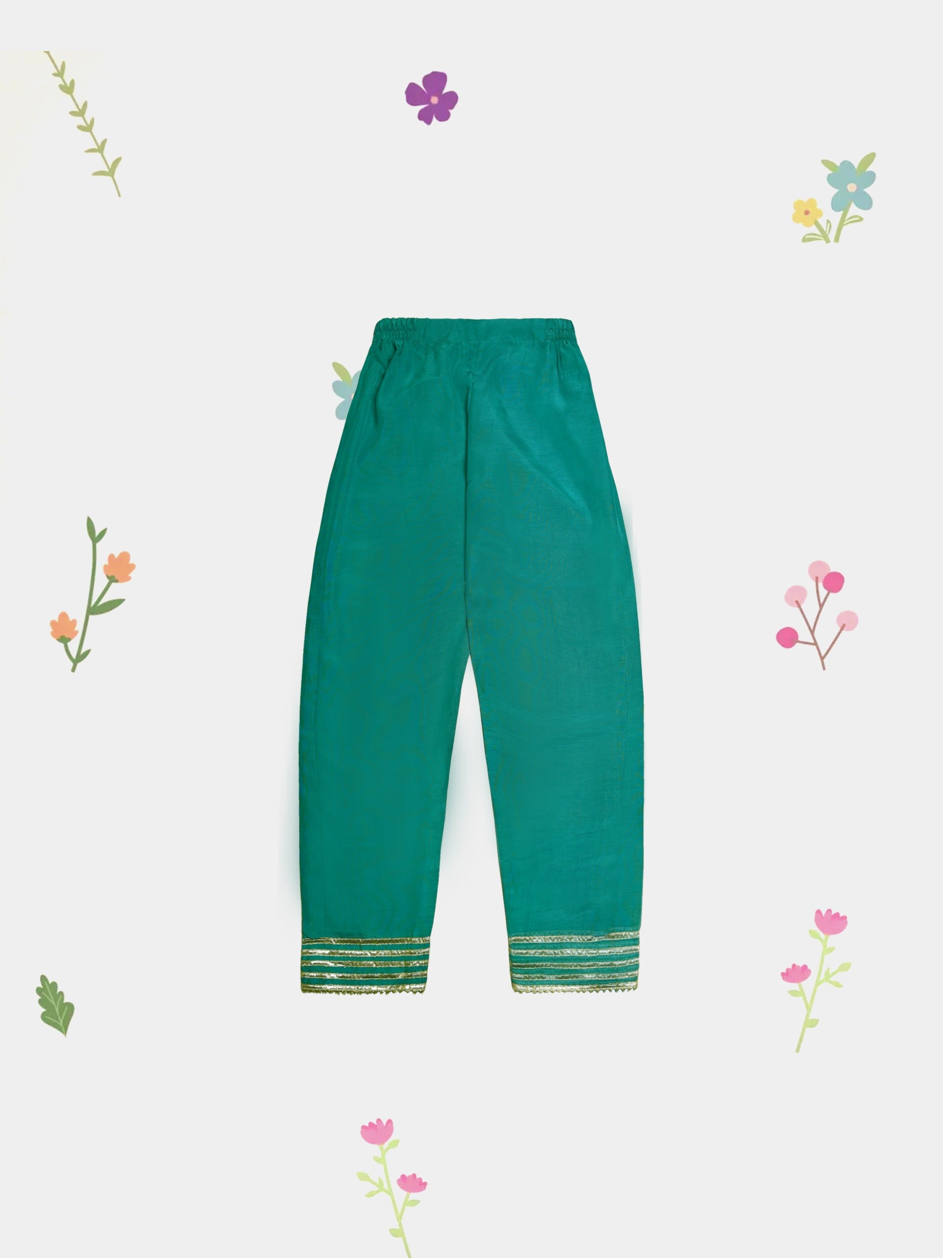 (Kids) 2 Piece - Embroidered Cotton Net Suit KD099