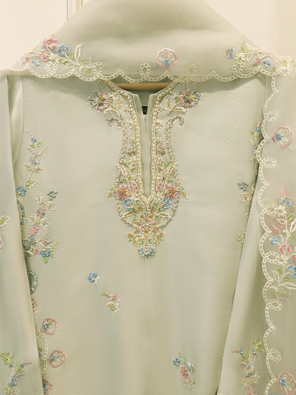 3 Piece- Pure  Sheesha Silk Embroidered Suit S115692