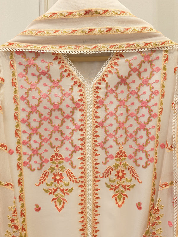 3 Piece - Pure Embroidered Cotton Net Suit S114069