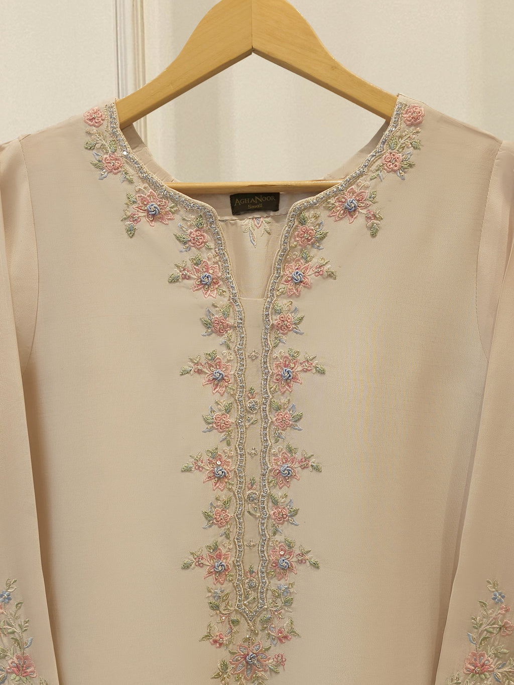 Pure Embroidered Sheesha Silk Shirt S114006